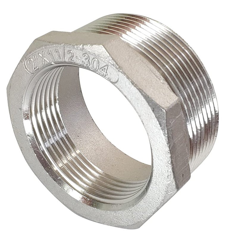 LOZOME 2" Male x 1-1/2" Female Thread Reducer Bushing Pipe Fitting, Adapter, Stainless Steel SS 304 NPT Reducer Bushing Pipe Hose Fitting - Image 1